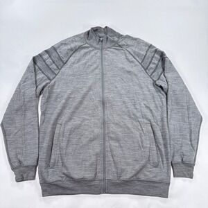 Ibex Mens Jacket XL Grey Full Zip Merino Wool Mock Neck Gorpcore Minimalist